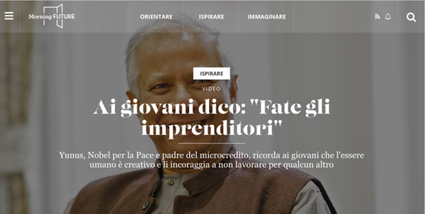 Nobel pace Yunus Ai giovani fate gli imprenditori