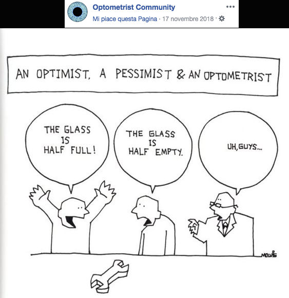 ottimista pessimista optometrista copia bicchiere